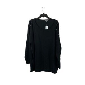 Roz & Ali Women's Onyx Black Cold Shoulder Blouse